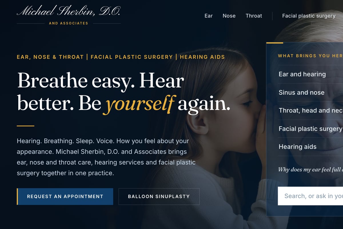 The top of the homepage of www.drmichaelsherbin.com, built by Web Everything